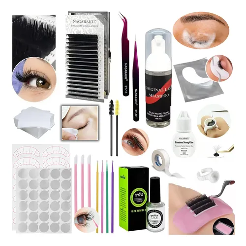 Kit Para Extensiones Pestañas Pelo A Pelo Pegamento Pinzas
