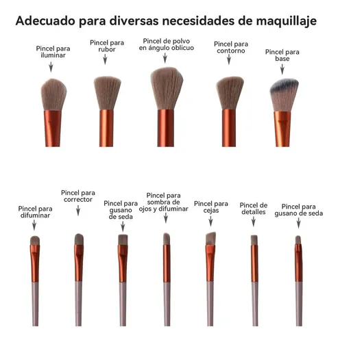 Set 13 Brochas Y Maquillaje Profesional Juego Y Brochas Rt