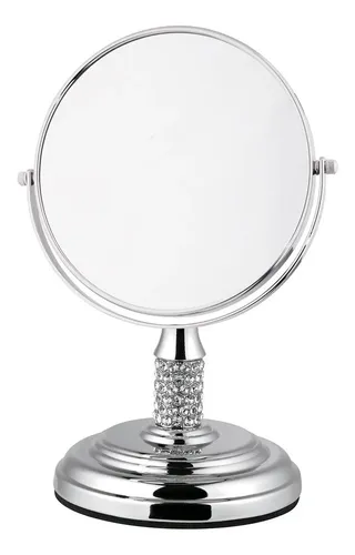 Espejo Para Maquillaje Aumento X3 Doble Faz Metal 8cm Vip