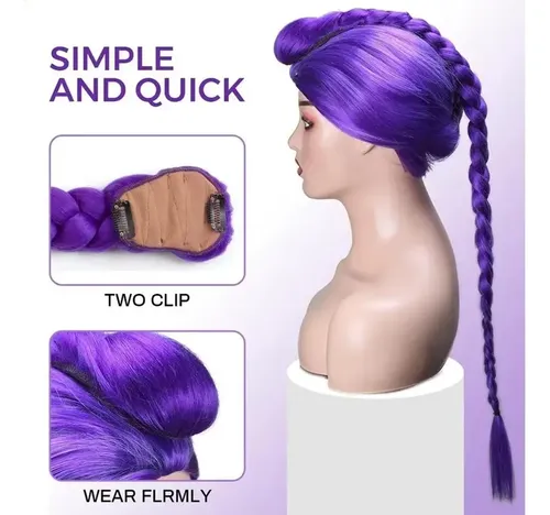K-pop Style Multi-color Braided Ponytail For Cosplay Navy