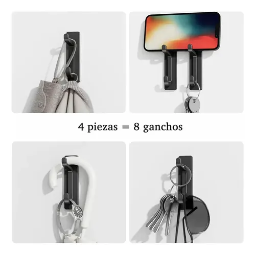 Set de 4 Ganchos de Pared Dobles Adhesivos Jazak para Baño y Cocina