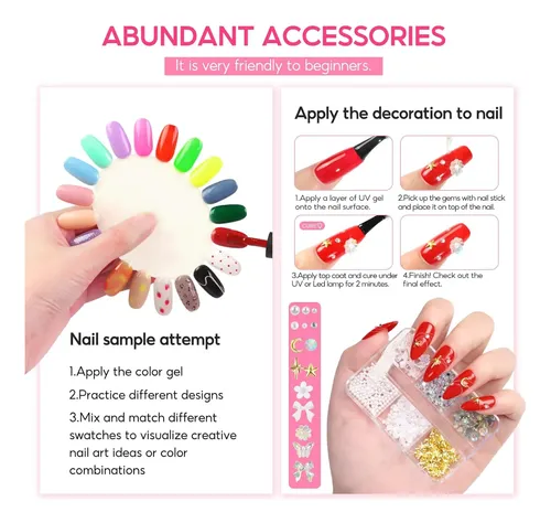 Kit Uñas Gel 55 Colores Uv Base Top Coat Brillos