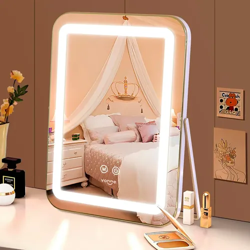 Espejo Tocador Led Rectangular Maquillaje Metalico Vonne