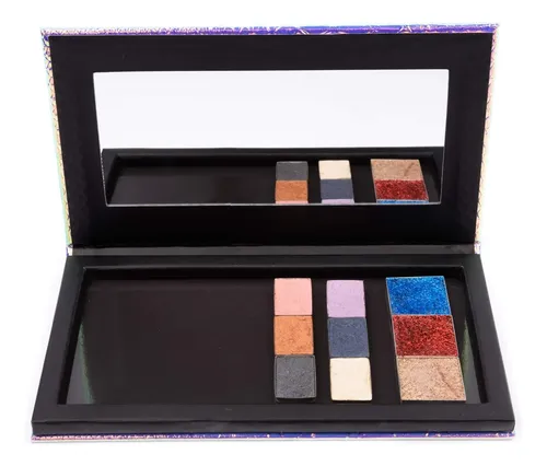 Paleta Maquillaje Magnética Sirena Con Espejo Y Stickers