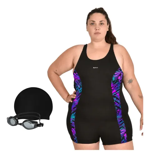 Combo Malla Short + Gorro Silicona + Antiparra Talle Grande