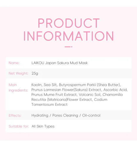 Laikou Sakura Mud Mask: Poros Limpios Y Piel Radiante 25g