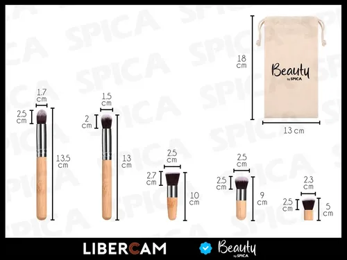 Set X11 Brochas Maquillaje Bambu Spica Bro-00 Sintetica Marrón Claro