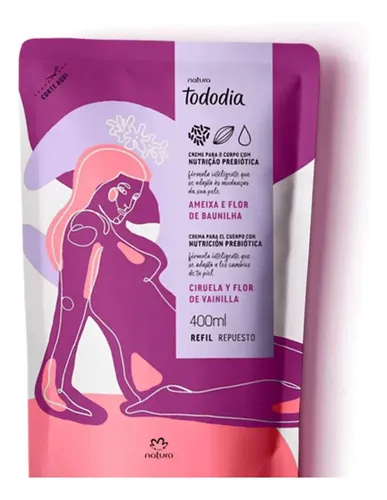 Recambio de crema corporal hidratante Tododia, 400 ml, fragancia de ciruela y flor de vainilla