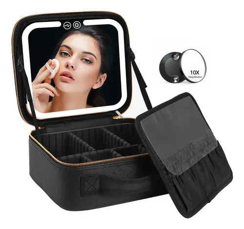 Maletín Para Maquillajes Con Luz Y Espejo Con Aumento 10x