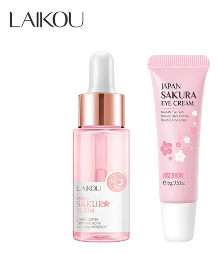 Set De Viaje Laikou Sakura Con Esencia Facial Y Crema Ojos
