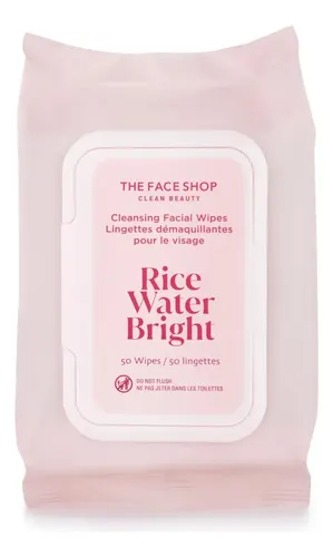 The Face Shop Rice Water Bright – Toallitas Desmaquillantes Coreanas con Agua de Arroz | Limpieza Rápida Multiusos | K-Beauty para Remover Maquillaje, Rímel y Grasa de Rostro y Ojos Sensibles
