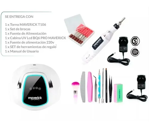 Cabina Led Uv Maverick Torno Uñas Manicura Profesional Kit