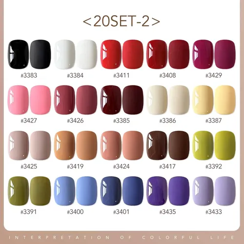 Kit De Esmalte En Gel Gaoy 20 Colores Con Base Y Top Coat