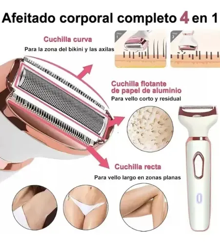 Depiladora Electrica 4 En 1 Portatil Usb Mujer Cuerpo Cara