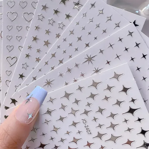 Adhesivos Para Uñas Nooepc, 7 Hojas, Con Espejo Metálico Pla