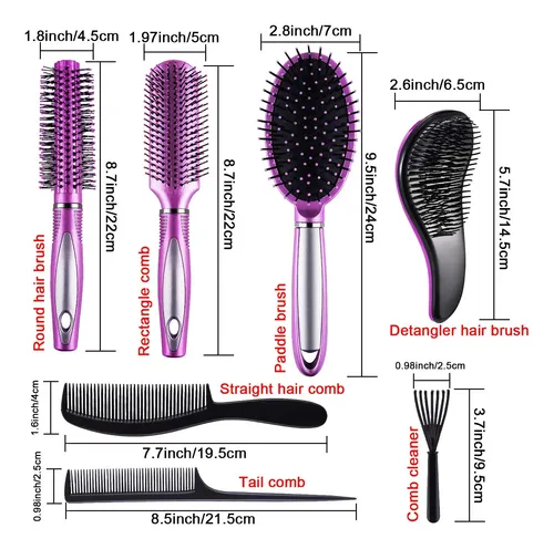 Juego De Cepillos Para Peinar Cabello Siquk 7 Piezas