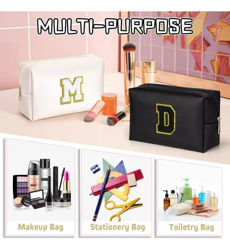 Bolsa De Maquillaje Topeast Preppy Chenille Letter Pouch Neg