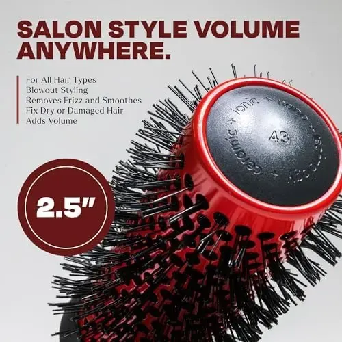 Thesalonguy Cepillo Redondo De Cerámica Con Infusión De De O Rojo.