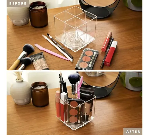 Organizador Multiuso Acrílico Giratorio Porta Maquillajes Color Transparente