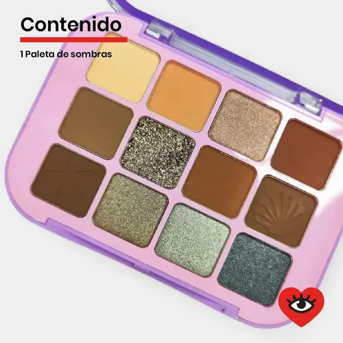 Paleta Tono 02 Sombras De Ojos 12 Colores Mate Brillante Maquillaje Rostro Veoquiero