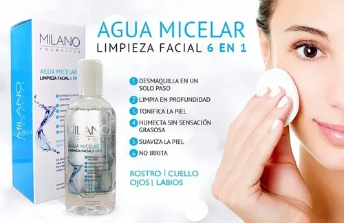 Agua Micelar Milano-limpieza Facial 6 En 1 (200ml) X12 Unid