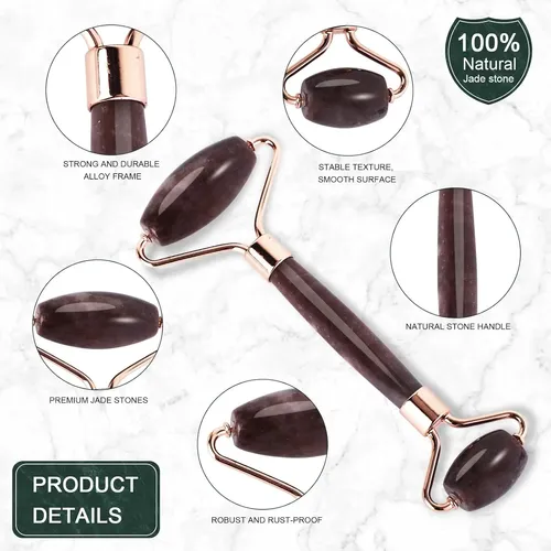 Rodillo Facial Jade Morado Para Ojos Y Cuello Antipuff