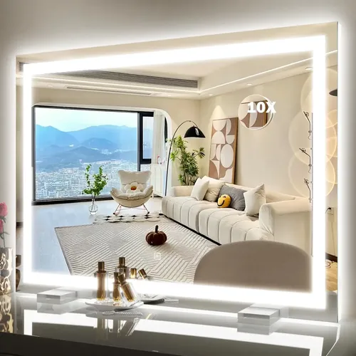 Espejo De Vanidad Con Luz Led Rolove 96x71cm Blanco