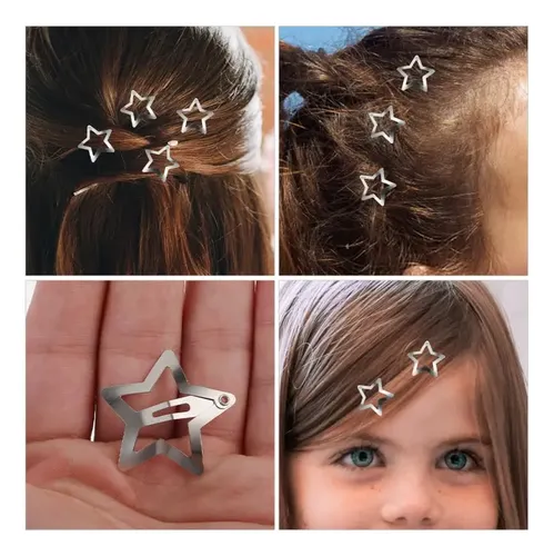 Clips De Pelo Estrella Plateados – 20 Piezas Broches Para