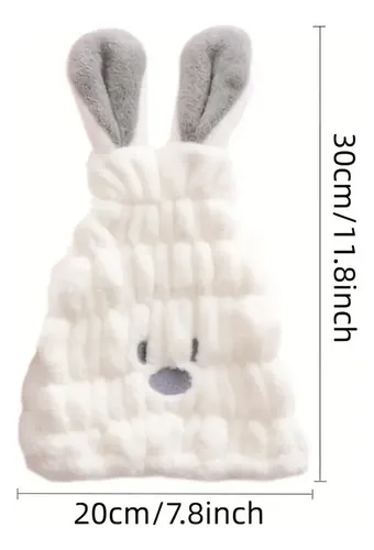 Gorro Toalla Secado Rápido Infantil 20×30 Cm Blanco 1pcs