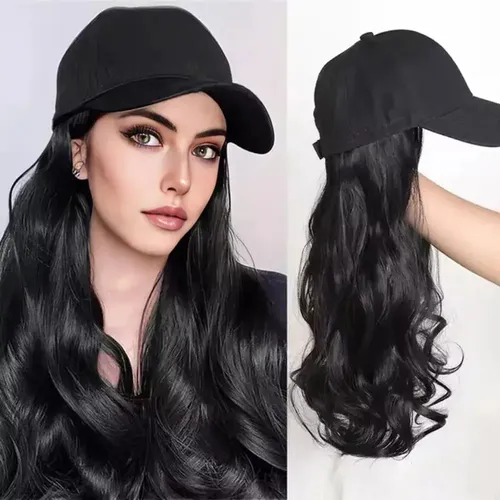 Jf 2025 . Peluca Artificial Con Visera For Mujer, Pelo Largo