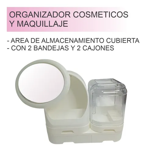 Organizador Para Cosmeticos Y Maquillaje Espejo Cajones Full