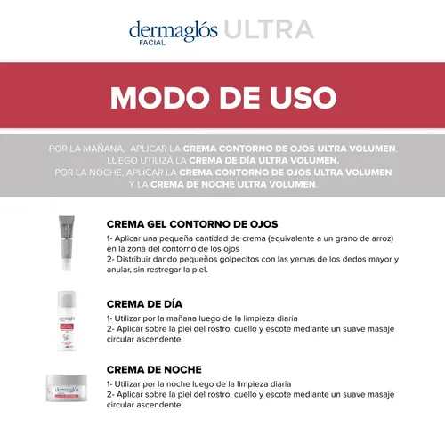 Kit Facial Dermaglós Ultra Volumen Crema Dia Noche Ojos
