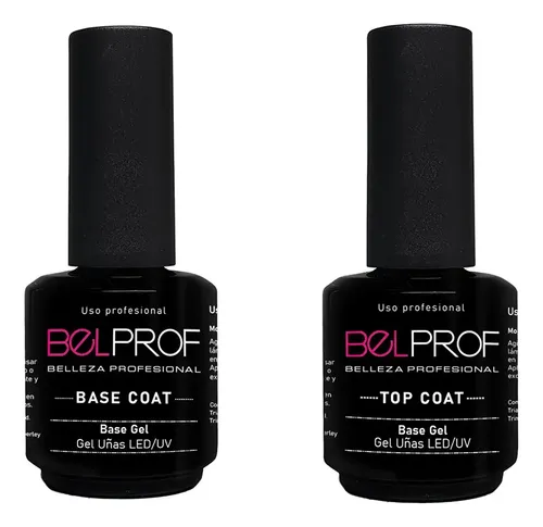 Belprof Base + Top Coat Esmalte Semipermanente Gel On Off Color 1 Base Y 1 Top