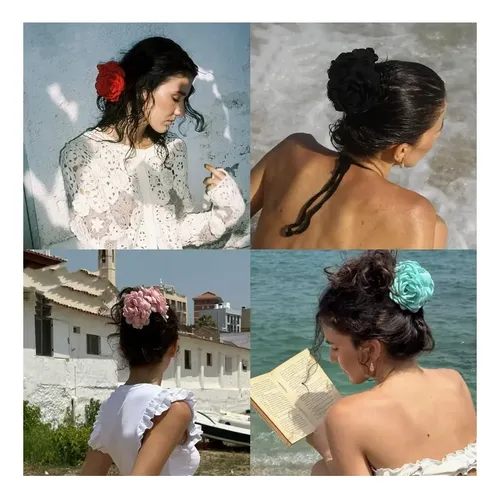 Paquete De 4 Pinzas Para El Pelo Con Flores De Satén
