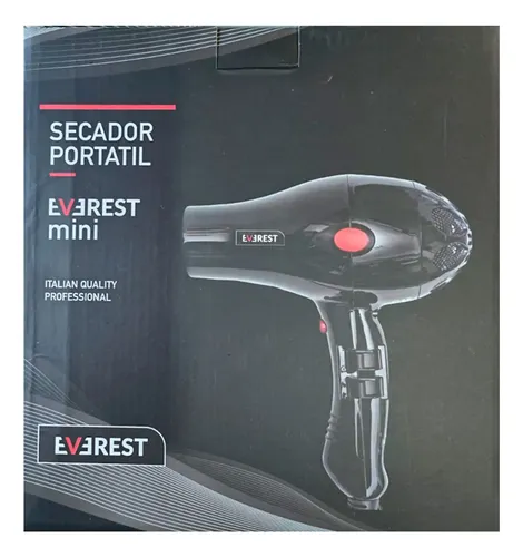 Secador De Pelo Compacto Peluqueria Everest Liviano Negro