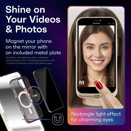 Espejo De Maquillaje Led Portátil Atractivo Con Luces Y Telé