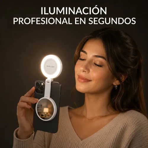 Aro De Luz Selfie Magnético M28 Espejo Soporte Celular Usb-c