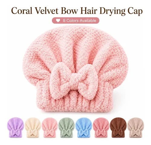 Gorro De Baño Con Bonito Lazo De Terciopelo Coral Para Mujer