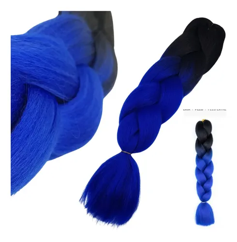 Extension Pelo Kanekalon Trenza Degrade Azul Negro Lefemme