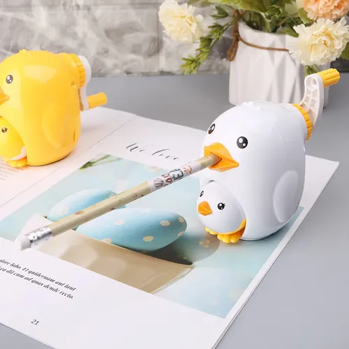 Sacapuntas Mecánico De Mano, Bonito Diseño Kawaii Chick  Amarillo