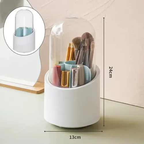 Porta Brochas Celeste Giratorio 360 Organizador Capsula Maquillaje Veoquiero