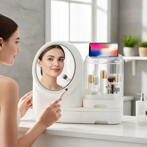 Organizador Para Cosmeticos Y Maquillaje Espejo Cajones Full