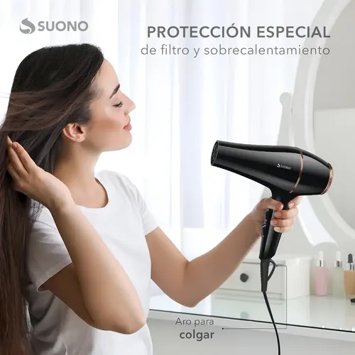 Secador De Pelo Suono Con Control De Temperatura Negro