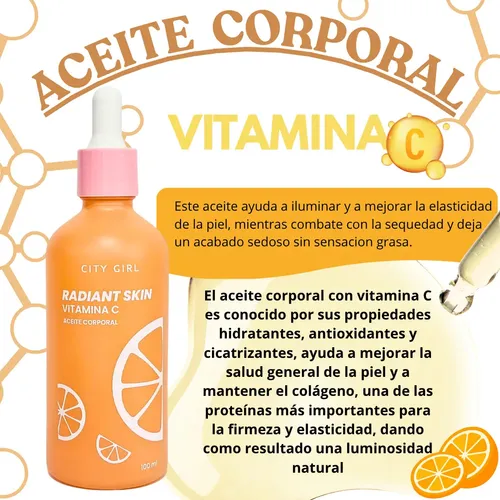 Aceite Corporal Con Vitamina C Radiant Skint City Girl 100ml Fragancia Naranja