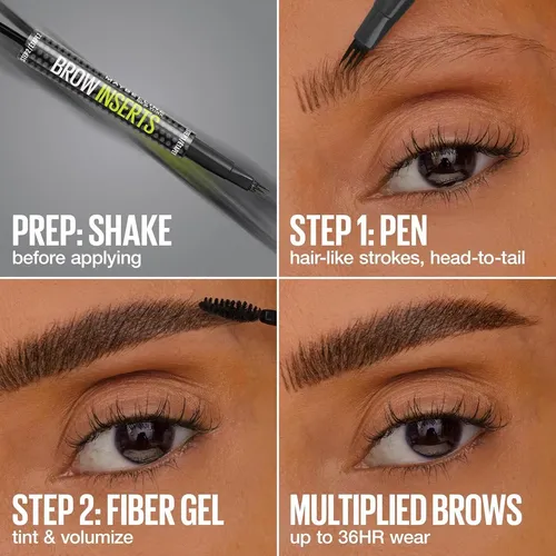 Maybelline Brow Inserts 2 En 1 Lápiz De Cejas Y Gel Negro