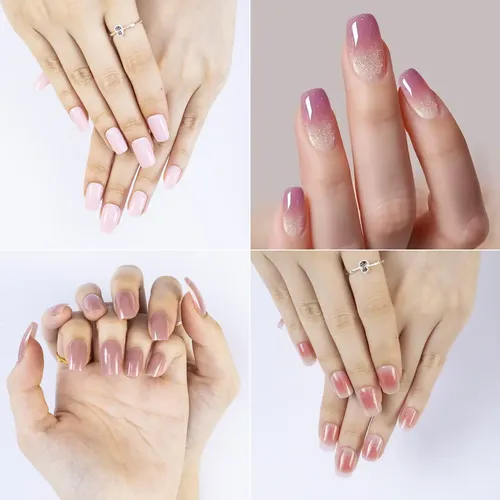 Uñas Press On Nails Veluna Reutilizables Diseños Variados Color Rose Spark
