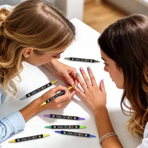 Marcadores De Uñas Impermeables, 24 Colores, Secado Rápido A