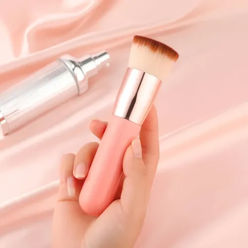 Brocha Maquillaje Plana Mango Madera Sintética