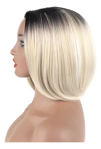 Peluca Falsa De Pelo Liso, Corta, Rubia, Ombre, Bobo, Para M