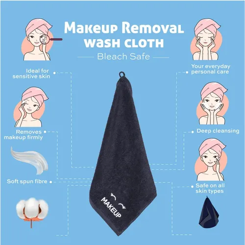 Toallas De Maquillaje Blancas, Clásicas, Negras, Lujosas, De